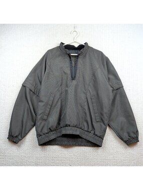 Vintage Descente Quarter Zip Anorak Soft Shell Jacket Men’s M Black Grid AOP